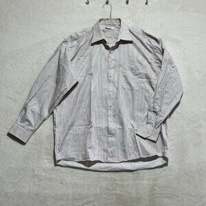 Jack Lipson Signature Shirt Long Sleeve White Striped Woven in Italy Mens 17L